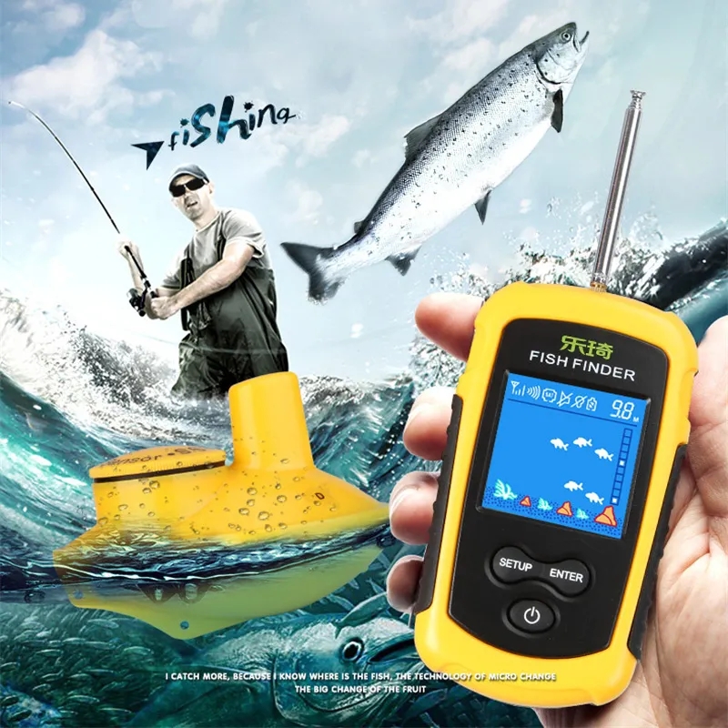 Fishing Depth Finder - เครื่องตรวจจับการตกปลาโซนาร์ไร้สาย,หน้าจอสีความลึก 40M ระยะทาง 100M Fish Finder,River